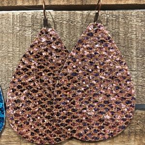 Mermaid Pink leather earrings